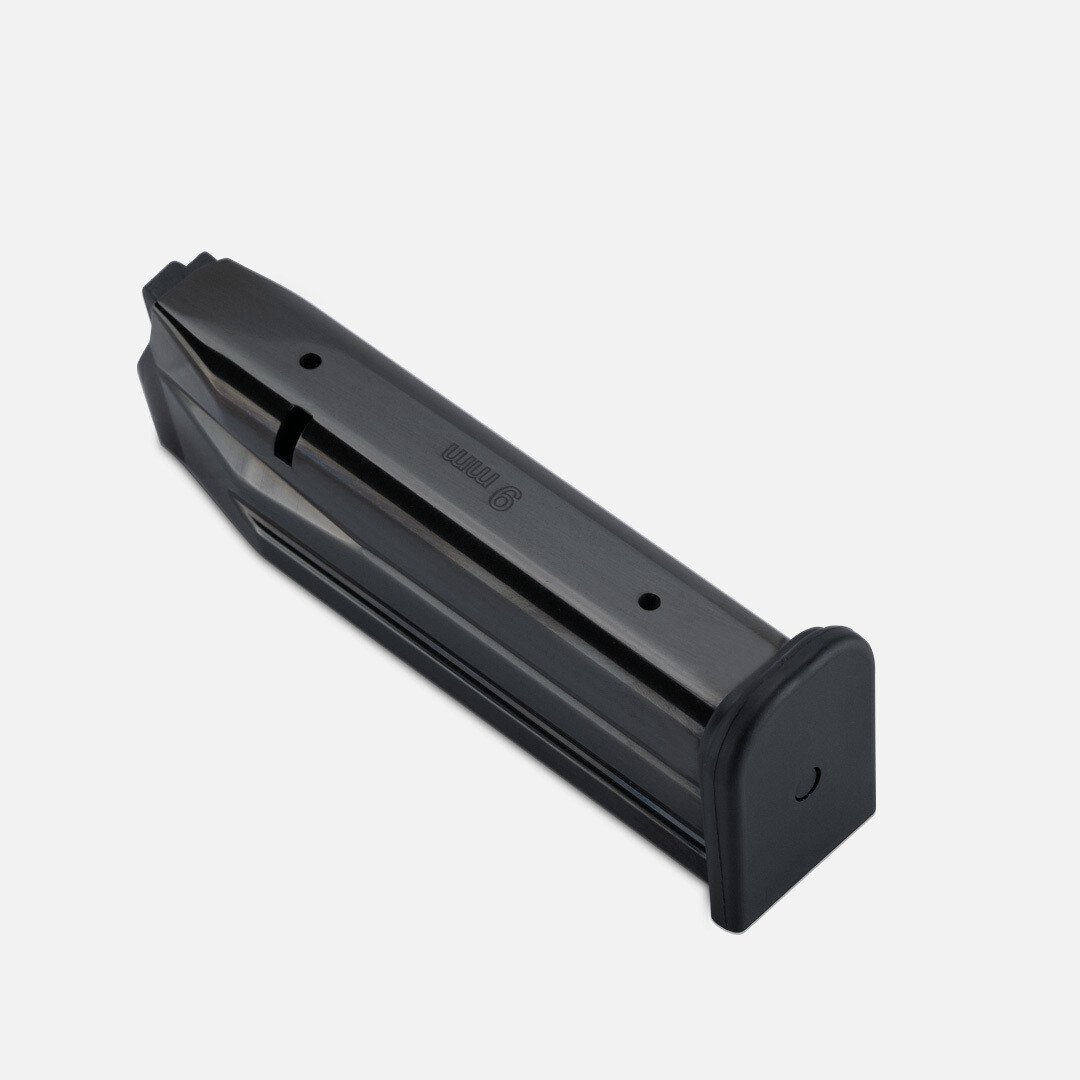 SAS II magazine  >  9mm  >  18rd  >  126mm  >  Black  >  Black Polymer basepad